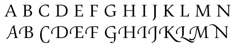 Text using OpenType standard and swash glyphs Text using OpenType standard and swash glyphs