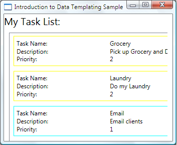 Data templating sample screenshot